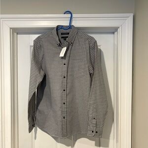 Banana Republic Men's Gray Checkered Button-Down Shirt